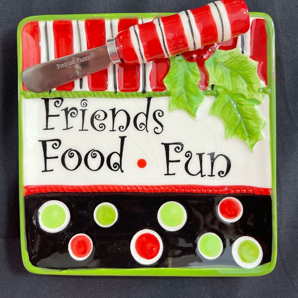Fitz And Floyd Cheese Caviar Pate Plate And Knife